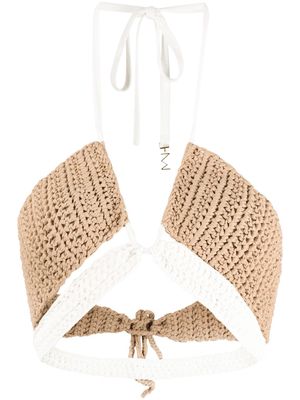 The Mannei Terri knitted halterneck bikini top - Brown
