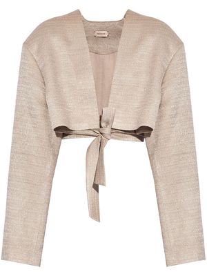 The Mannei tied-waist cropped jacket - Neutrals