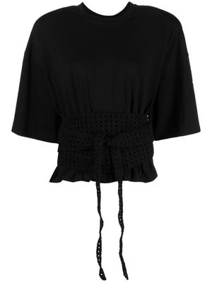 The Mannei Turso crochet-wrapping T-shirt - Black