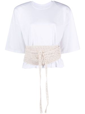 The Mannei Turso crochet-wrapping T-shirt - White