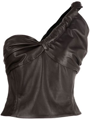 The Mannei twist-detail leather top - Brown