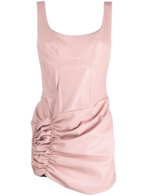The Mannei Wishaw ruched leather minidress - Pink