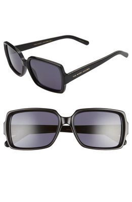 The Marc Jacobs 56mm Rectangle Sunglasses in Black/Grey Blue
