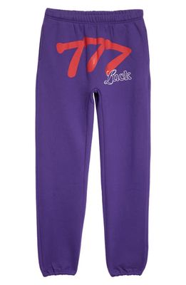 THE MAYFAIR GROUP 777 Luck Graphic Sweatpants in Violet