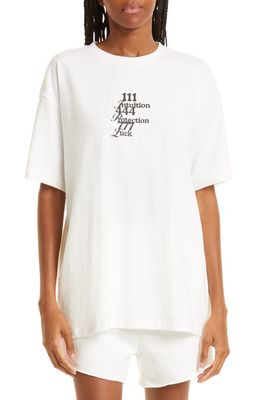 THE MAYFAIR GROUP Angel Number Oversize Cotton Graphic Tee in Cream