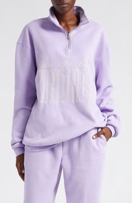 THE MAYFAIR GROUP Choose Kindness Embroidered Quarter Zip Pullover in Lavender