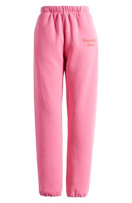 THE MAYFAIR GROUP Empathy Always Embroidered Fleece Sweatpants in Pink