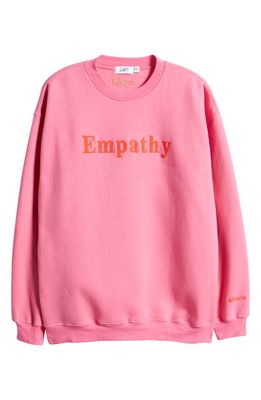 THE MAYFAIR GROUP Empathy Always Embroidered Oversize Fleece Sweatshirt in Pink