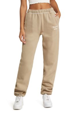 THE MAYFAIR GROUP Empathy Always Embroidered Sweatpants in Tan