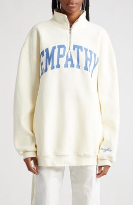THE MAYFAIR GROUP Empathy Always Quarter Zip Sweatshirt in Cream