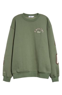 THE MAYFAIR GROUP Empathy Cotton Blend Fleece Graphic Sweatshirt in Army Green