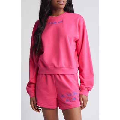 THE MAYFAIR GROUP It's Not You Crop Crewneck Sweatshirt in Pink 