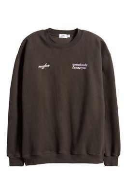 THE MAYFAIR GROUP Somebody Loves You Oversize Fleece Sweatshirt in Charcoal