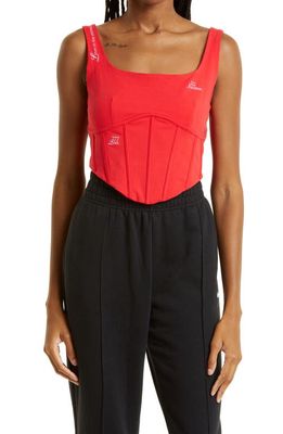 THE MAYFAIR GROUP Universe Knit Corset Crop Top in Red