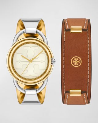 The Miller Watch Gift Set - Luggage Leather and Two-Tone Stainless Steel
