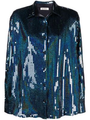 The New Arrivals Ilkyaz Ozel Colette sequinned long-sleeve shirt - Blue
