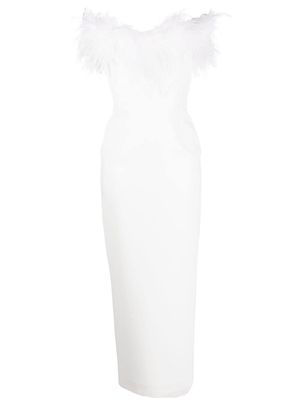The New Arrivals Ilkyaz Ozel feather-trim gown - White