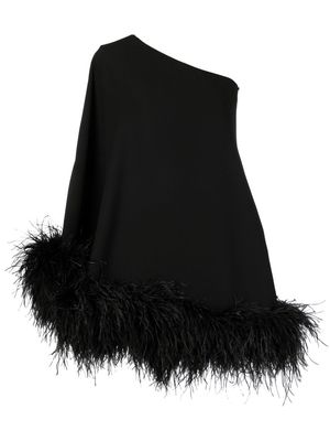 The New Arrivals Ilkyaz Ozel feather trim one-sleeve dress - Black