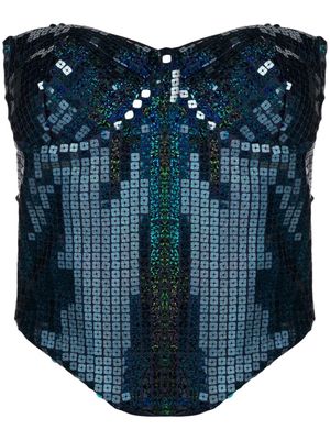 The New Arrivals Ilkyaz Ozel Mia strapless sequined top - Blue