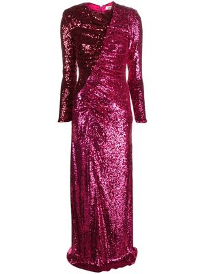 The New Arrivals Ilkyaz Ozel ruched sequined maxi dress - Red