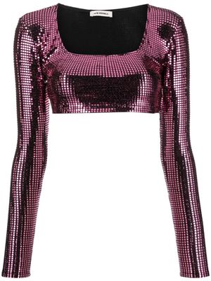 The New Arrivals Ilkyaz Ozel Sasha sequinned cropped top - Pink