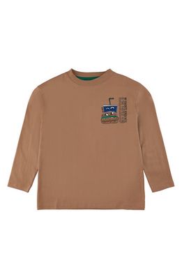 THE NEW Kids' Herbert Long Sleeve Organic Cotton Graphic T-Shirt in Brown