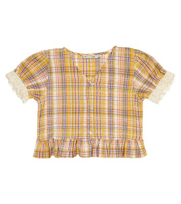 The New Society Andrea checked cotton-blend top