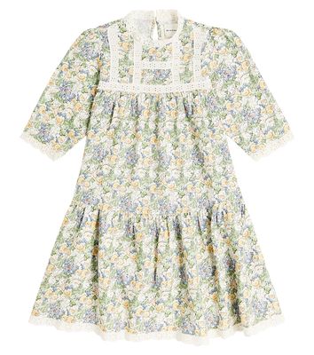 The New Society Beverly lace-trimmed floral linen dress