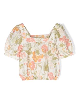 THE NEW SOCIETY botanical-print crop top - White