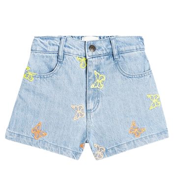 The New Society Burbank embroidered denim shorts