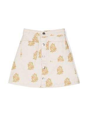 THE NEW SOCIETY floral-print cotton miniskirt - Neutrals