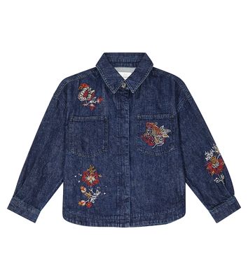 The New Society Florencia embroidered denim overshirt