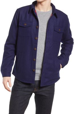 The Normal Brand Brightside Regular Fit Wool Blend Shirt Jacket in Navy