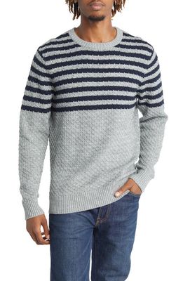 The Normal Brand Cotton Piqué Sweater in Grey/Navy 