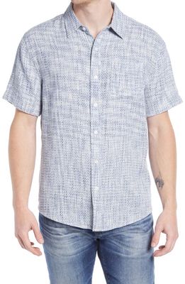 The Normal Brand Freshwater Short Sleeve Button-Up Shirt in Blue Multi