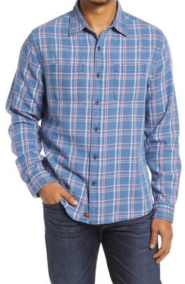The Normal Brand Jackson Plaid Cotton Button-Up Shirt in Blue Plaid
