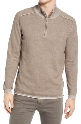 The Normal Brand Jimmy Cotton Quarter-Zip Sweater in Khaki