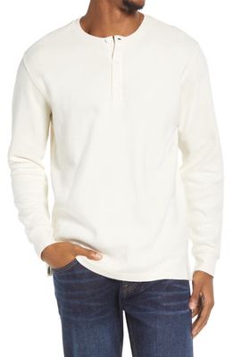The Normal Brand Vintage Wash Thermal Long Sleeve Cotton Henley in Ivory