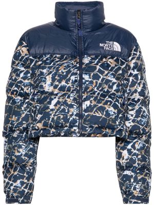 The North Face abstract-print quilted jacket - Blue