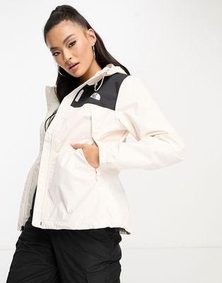 The North Face Antora DryVent waterproof hooded rain jacket in cream and black-White