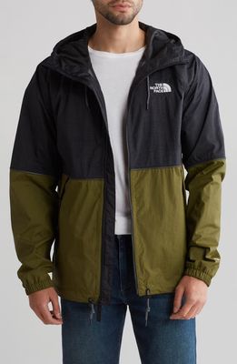 The North Face Antora Water Repellent Hooded Rain Jacket in Forest Olive/Black