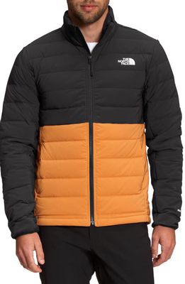The North Face Belleview Stretch Water Repellent 600-Fill Power Down Puffer Jacket in Black/Topaz