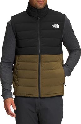 The North Face Belleview Water Repellent Stretch 600 Fill Power Down Puffer Vest in Tnf Black/Military Olive