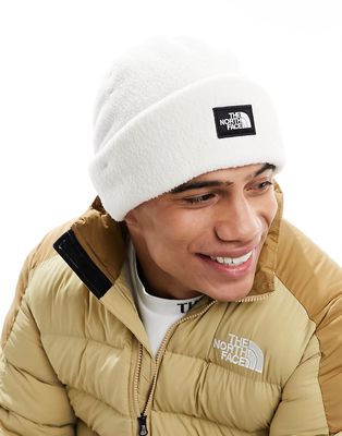 The North Face box logo beanie in off white