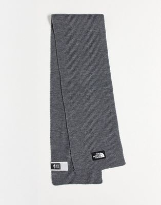 The North Face box logo knitted scarf in gray