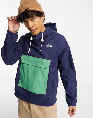 The North Face Class V FlashDry pullover hooded water repellent jacket in navy and green