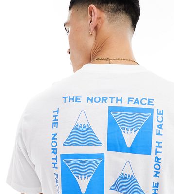 The North Face collage back print T-shirt in white & blue Exclusive to ASOS