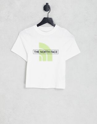 The North Face Coordinates print cropped t-shirt in white