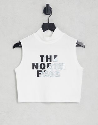 The North Face Coordinates print mock-neck tank top in white