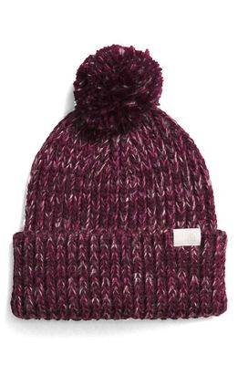 The North Face Cozy Chunky Pompom Beanie in Boysenberry/Multi-Color